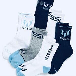 Messi Gender-Neutral Crew Socks 6-Pack for Kids | LG Shoe Size: (4-10)